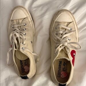 Commes des Garcons Converse Play Off-White Sneakers with Red Heart
